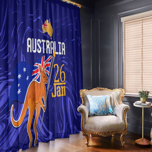 Proud To Be Australia Day Window Curtain Kangaroo with Flag Color