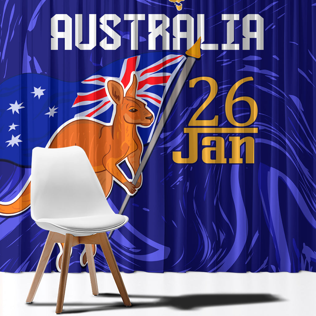 Proud To Be Australia Day Window Curtain Kangaroo with Flag Color