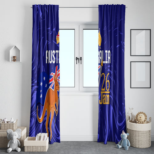 Proud To Be Australia Day Window Curtain Kangaroo with Flag Color