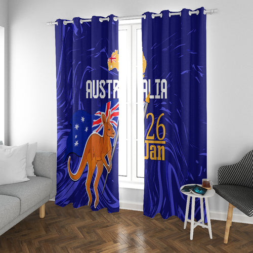 Proud To Be Australia Day Window Curtain Kangaroo with Flag Color