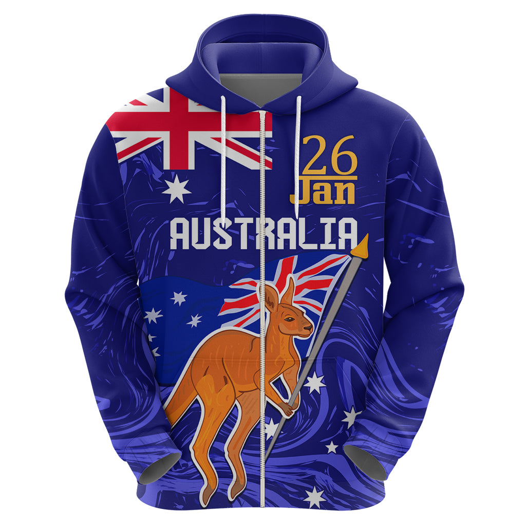 Proud To Be Australia Day Zip Hoodie Kangaroo with Flag Color