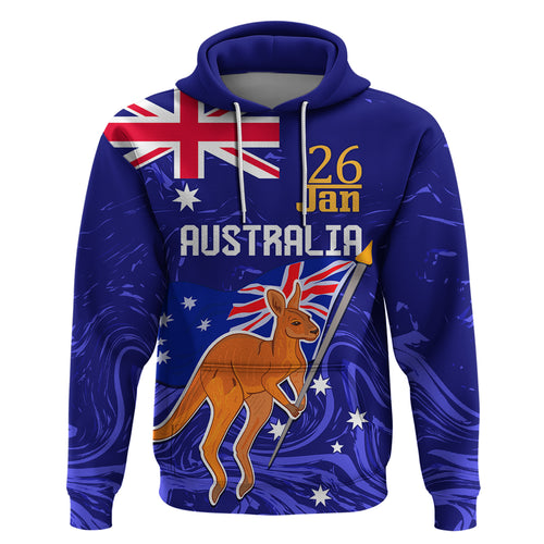 Proud To Be Australia Day Zip Hoodie Kangaroo with Flag Color