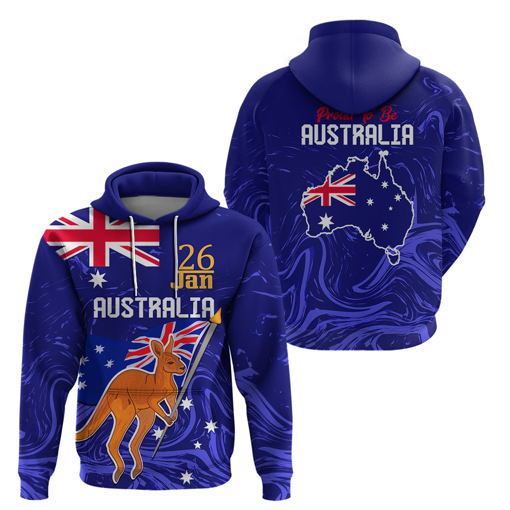 Proud To Be Australia Day Zip Hoodie Kangaroo with Flag Color