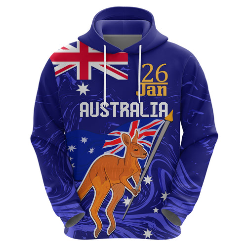 Proud To Be Australia Day Zip Hoodie Kangaroo with Flag Color