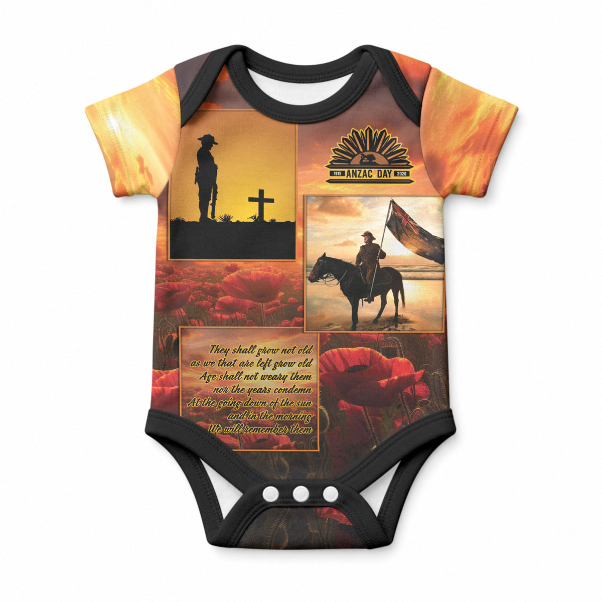 ANZAC Day Film Reel Lest We Forget Baby Onesie Australia NZ Memorial