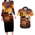 ANZAC Day Film Reel Lest We Forget Couples Matching Long Sleeve Bodycon Dress and Hawaiian Shirt Australia NZ Memorial