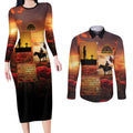 ANZAC Day Film Reel Lest We Forget Couples Matching Long Sleeve Bodycon Dress and Long Sleeve Button Shirt Australia NZ Memorial