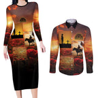 ANZAC Day Film Reel Lest We Forget Couples Matching Long Sleeve Bodycon Dress and Long Sleeve Button Shirt Australia NZ Memorial