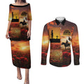 ANZAC Day Film Reel Lest We Forget Couples Matching Puletasi and Long Sleeve Button Shirt Australia NZ Memorial