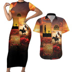 ANZAC Day Film Reel Lest We Forget Couples Matching Short Sleeve Bodycon Dress and Hawaiian Shirt Australia NZ Memorial
