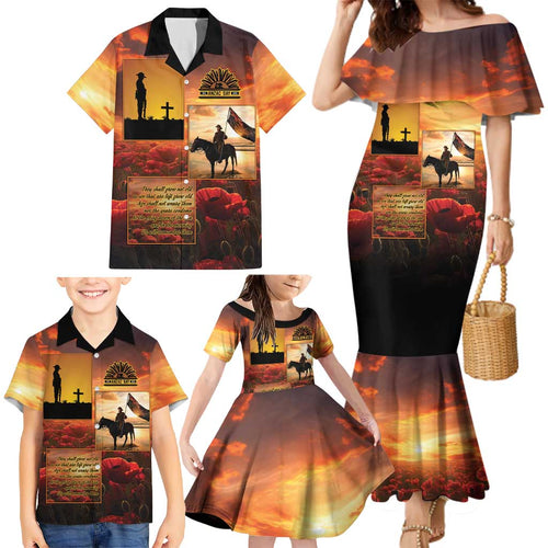 ANZAC Day Film Reel Lest We Forget Family Matching Mermaid Dress and Hawaiian Shirt Australia NZ Memorial