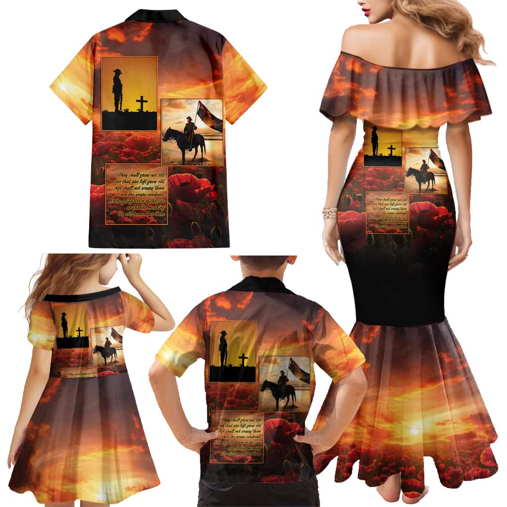 ANZAC Day Film Reel Lest We Forget Family Matching Mermaid Dress and Hawaiian Shirt Australia NZ Memorial