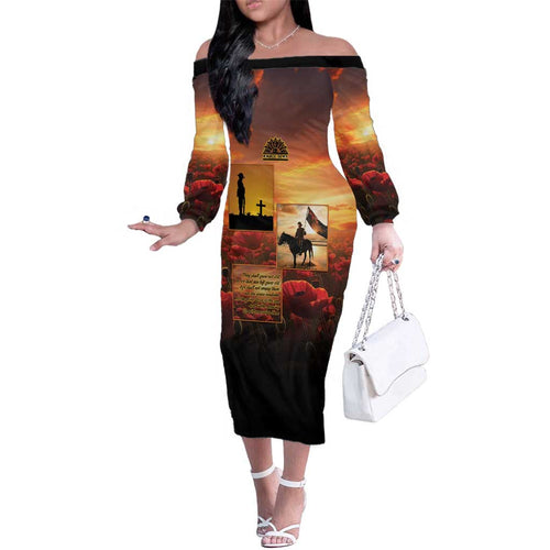 ANZAC Day Film Reel Lest We Forget Family Matching Off The Shoulder Long Sleeve Dress and Hawaiian Shirt Australia NZ Memorial
