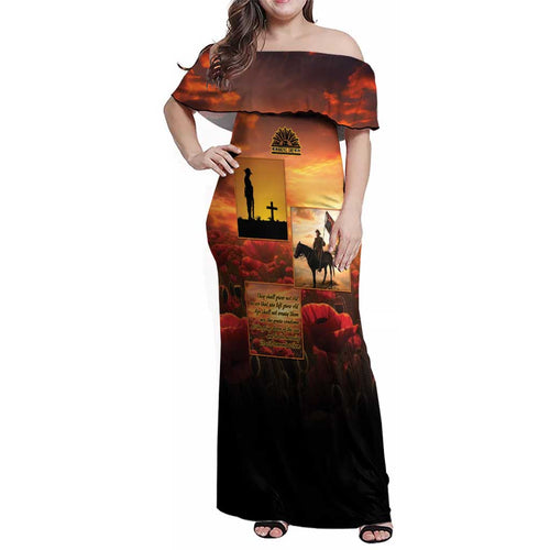 ANZAC Day Film Reel Lest We Forget Family Matching Off Shoulder Maxi Dress and Hawaiian Shirt Australia NZ Memorial