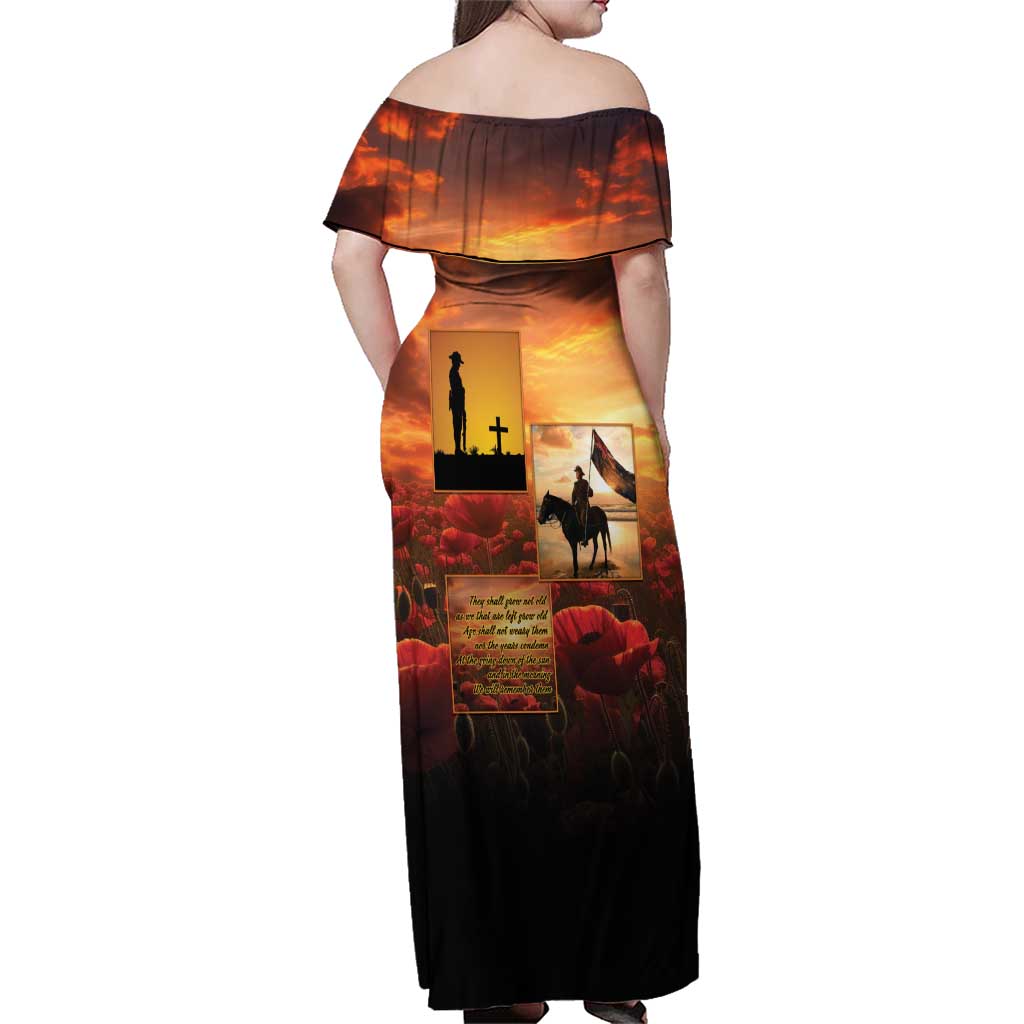 ANZAC Day Film Reel Lest We Forget Family Matching Off Shoulder Maxi Dress and Hawaiian Shirt Australia NZ Memorial