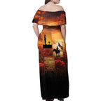 ANZAC Day Film Reel Lest We Forget Family Matching Off Shoulder Maxi Dress and Hawaiian Shirt Australia NZ Memorial