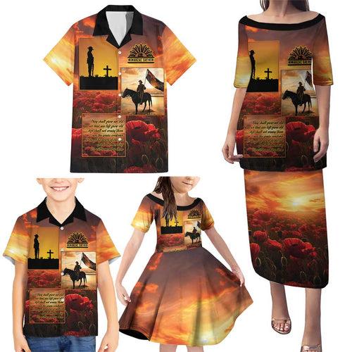 ANZAC Day Film Reel Lest We Forget Family Matching Puletasi and Hawaiian Shirt Australia NZ Memorial