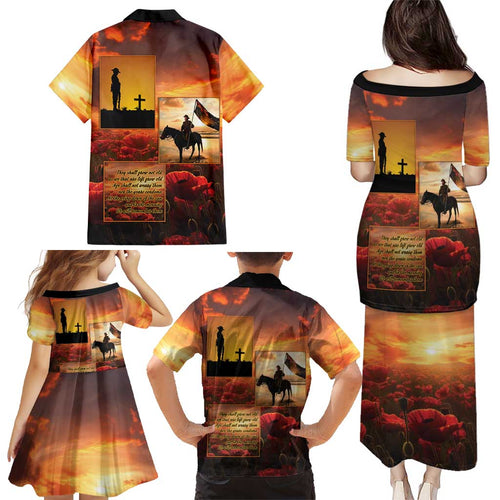 ANZAC Day Film Reel Lest We Forget Family Matching Puletasi and Hawaiian Shirt Australia NZ Memorial