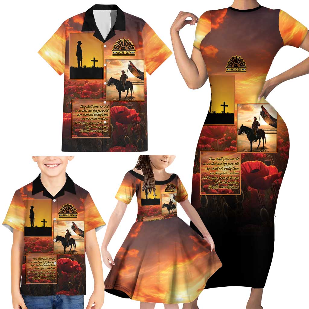 ANZAC Day Film Reel Lest We Forget Family Matching Short Sleeve Bodycon Dress and Hawaiian Shirt Australia NZ Memorial