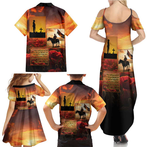 ANZAC Day Film Reel Lest We Forget Family Matching Summer Maxi Dress and Hawaiian Shirt Australia NZ Memorial