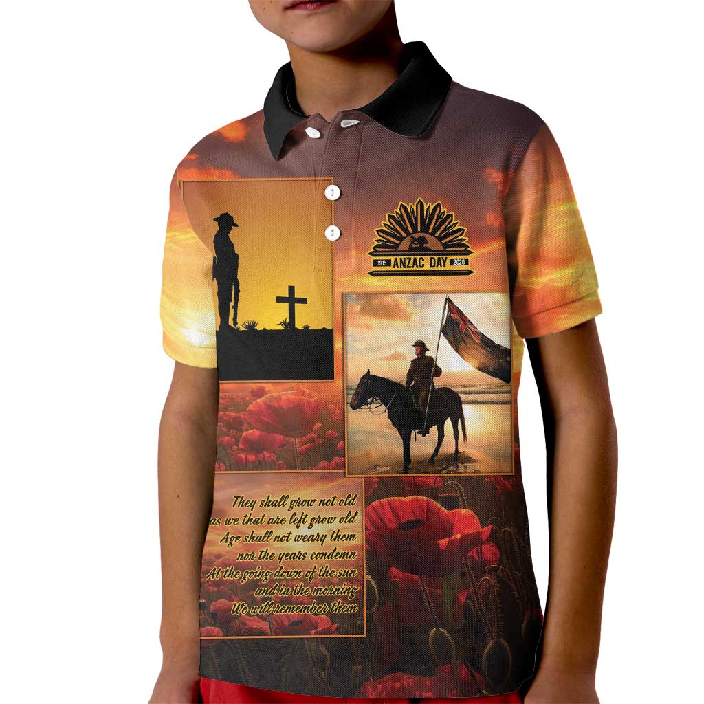 ANZAC Day Film Reel Lest We Forget Kid Polo Shirt Australia NZ Memorial