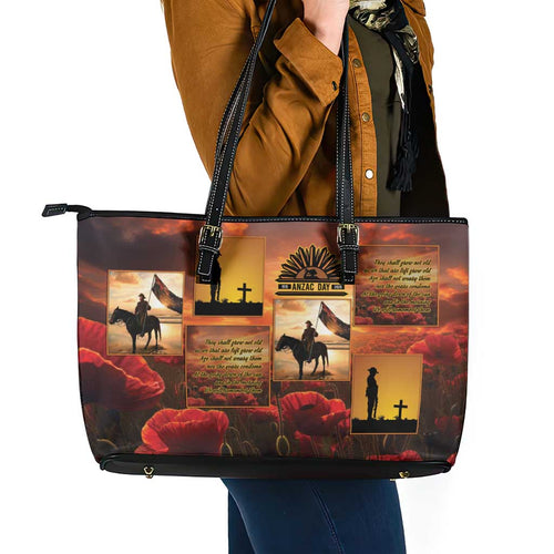 ANZAC Day Film Reel Lest We Forget Leather Tote Bag Australia NZ Memorial