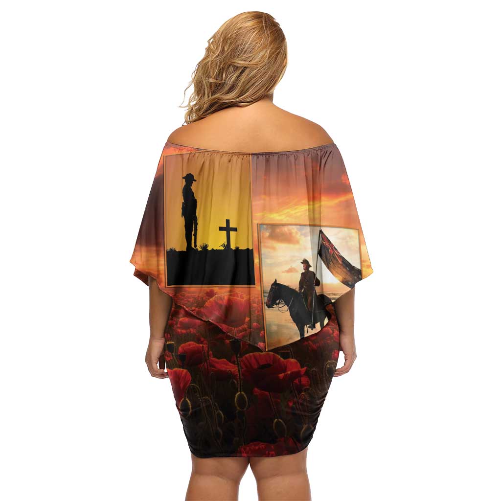 ANZAC Day Film Reel Lest We Forget Off Shoulder Short Dress Australia NZ Memorial
