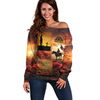 ANZAC Day Film Reel Lest We Forget Off Shoulder Sweater Australia NZ Memorial