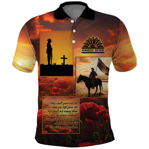 ANZAC Day Film Reel Lest We Forget Polo Shirt Australia NZ Memorial