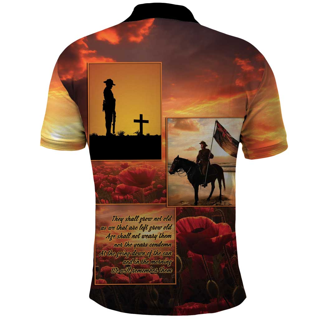 ANZAC Day Film Reel Lest We Forget Polo Shirt Australia NZ Memorial