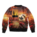 ANZAC Day Film Reel Lest We Forget Sleeve Zip Bomber Jacket Australia NZ Memorial