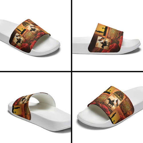 ANZAC Day Film Reel Lest We Forget Slide Sandals Australia NZ Memorial