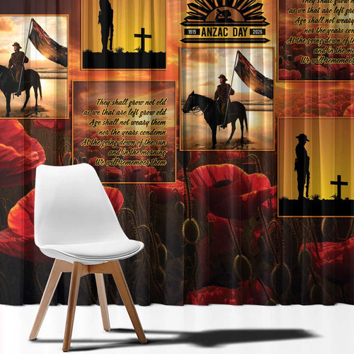 ANZAC Day Film Reel Lest We Forget Window Curtain Australia NZ Memorial