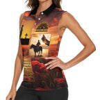 ANZAC Day Film Reel Lest We Forget Women Sleeveless Polo Shirt Australia NZ Memorial