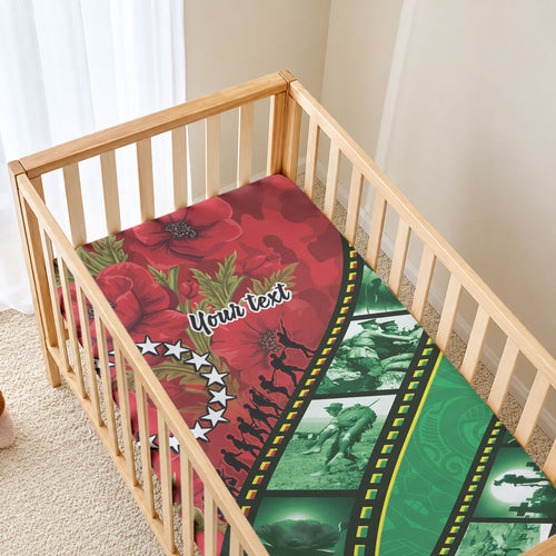 Personalised Cook Islands ANZAC 1915-2026 Filmstrip Baby Bed Cover Lest We Forget 25 April