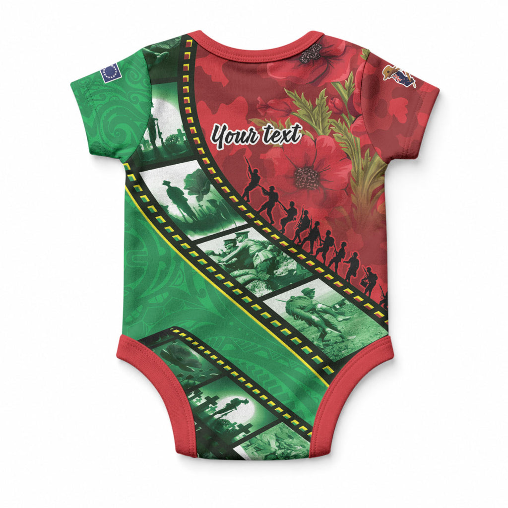 Personalised Cook Islands ANZAC 1915-2026 Filmstrip Baby Onesie Lest We Forget 25 April