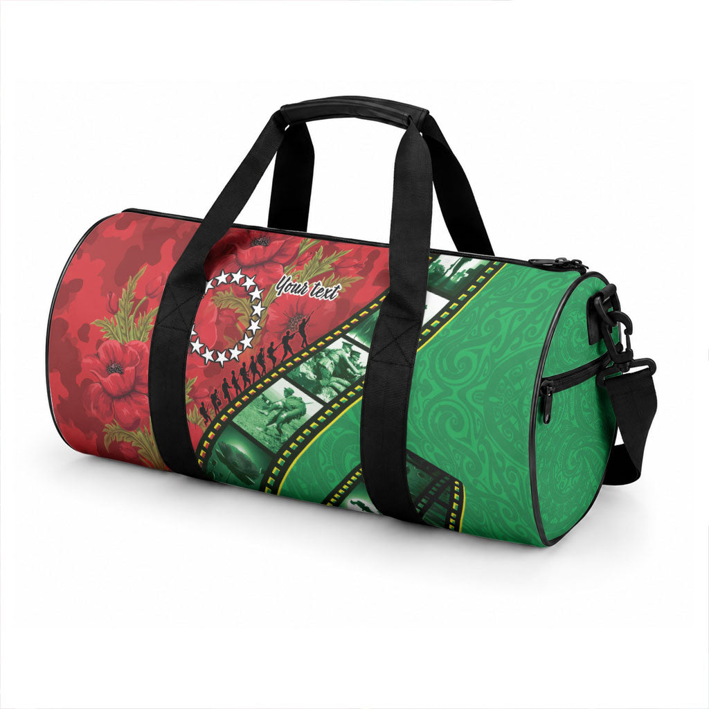 Personalised Cook Islands ANZAC 1915-2026 Filmstrip Duffle Bag Lest We Forget 25 April
