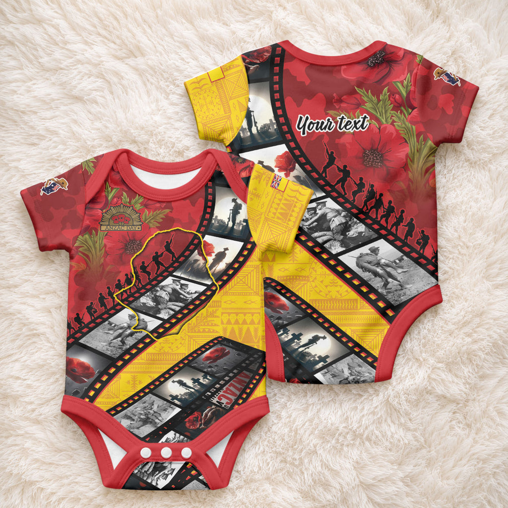 Personalised Niue ANZAC 1915-2026 Filmstrip Baby Onesie Lest We Forget 25 April
