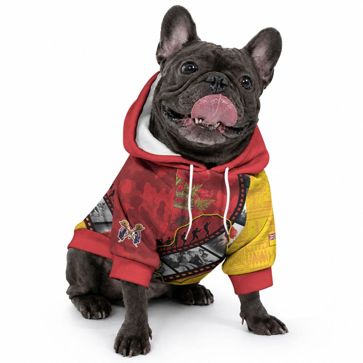 Personalised Niue ANZAC 1915-2026 Filmstrip Pet Hoodie Lest We Forget 25 April