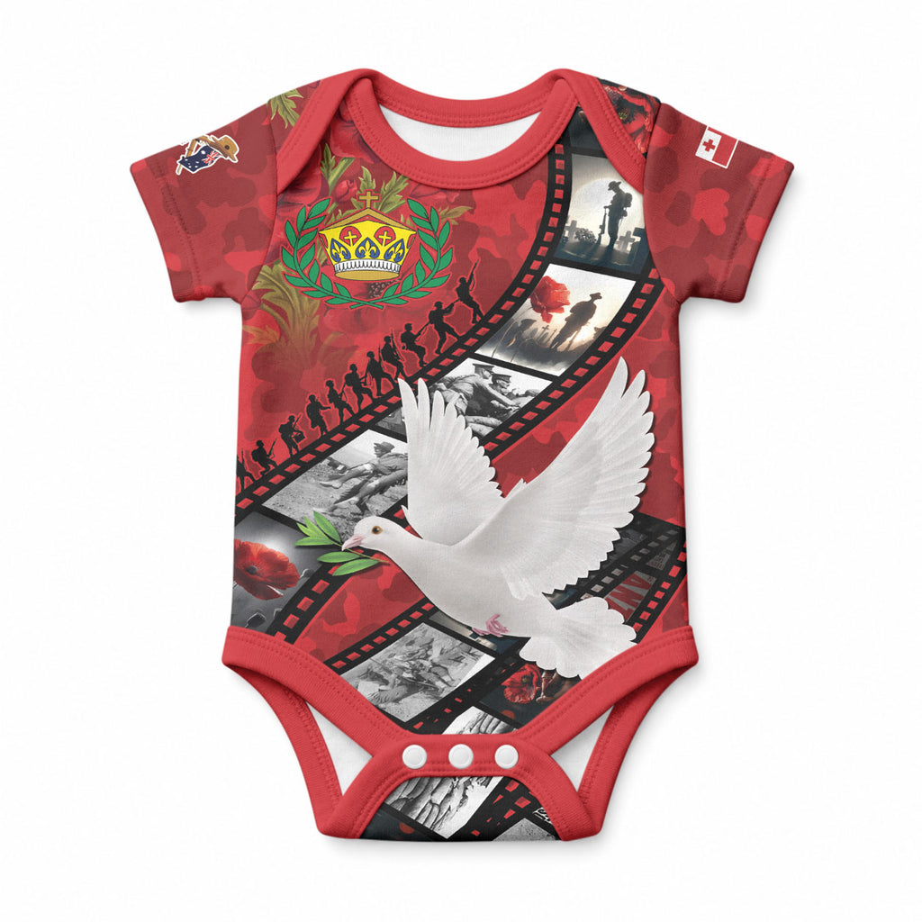 Personalised Tonga ANZAC 1915-2026 Filmstrip Baby Onesie Lest We Forget 25 April