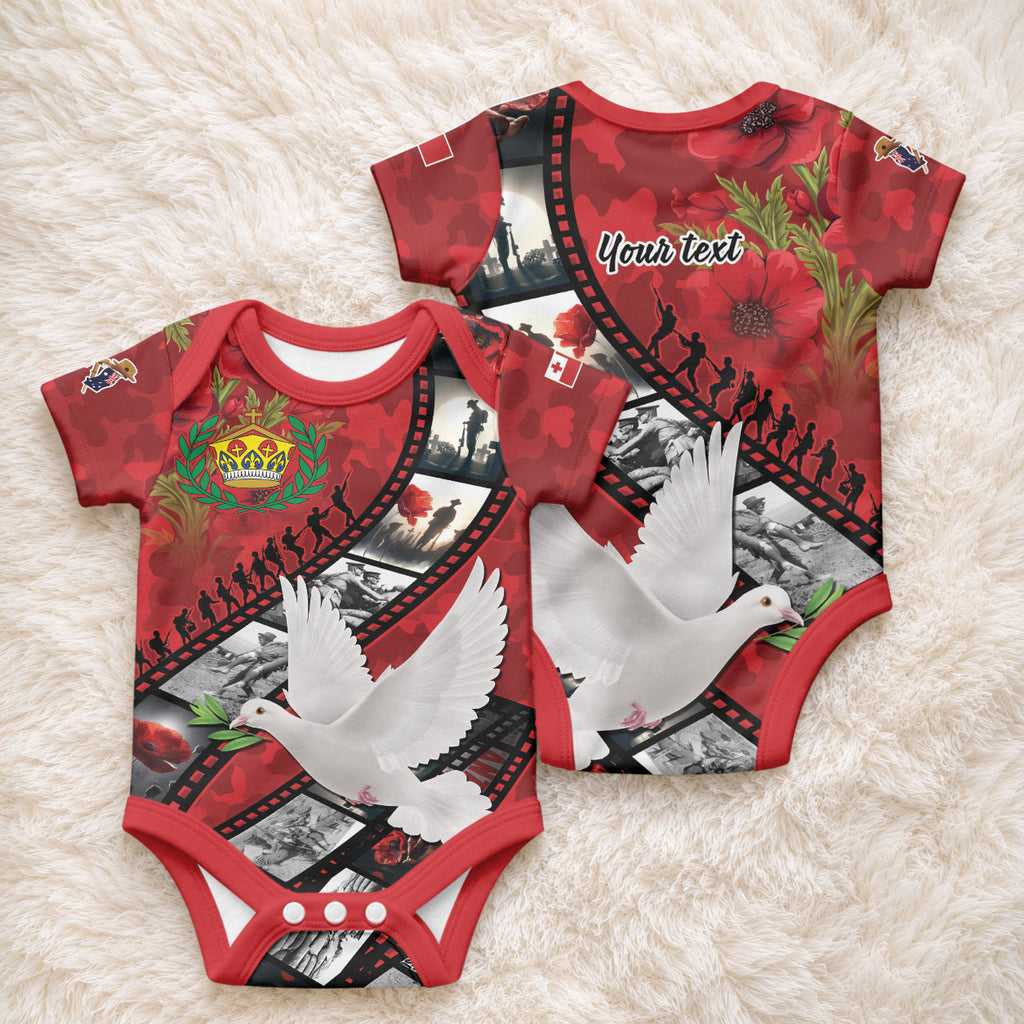 Personalised Tonga ANZAC 1915-2026 Filmstrip Baby Onesie Lest We Forget 25 April