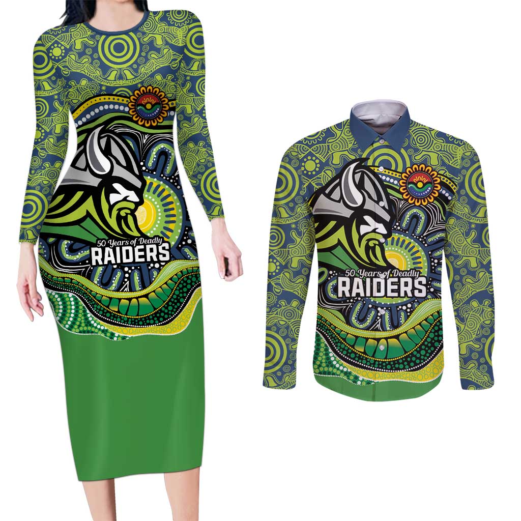 Custom Canberra Honouring First Nations Couples Matching Long Sleeve Bodycon Dress and Long Sleeve Button Shirt NAIDOC 2026 Deadly 50 Years