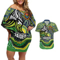 Custom Canberra Honouring First Nations Couples Matching Off Shoulder Short Dress and Hawaiian Shirt NAIDOC 2026 Deadly 50 Years