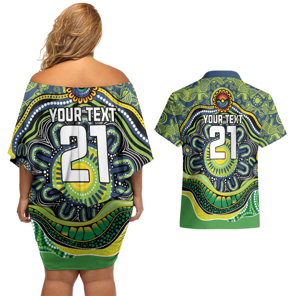 Custom Canberra Honouring First Nations Couples Matching Off Shoulder Short Dress and Hawaiian Shirt NAIDOC 2026 Deadly 50 Years