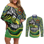 Custom Canberra Honouring First Nations Couples Matching Off Shoulder Short Dress and Long Sleeve Button Shirt NAIDOC 2026 Deadly 50 Years