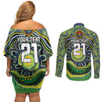 Custom Canberra Honouring First Nations Couples Matching Off Shoulder Short Dress and Long Sleeve Button Shirt NAIDOC 2026 Deadly 50 Years