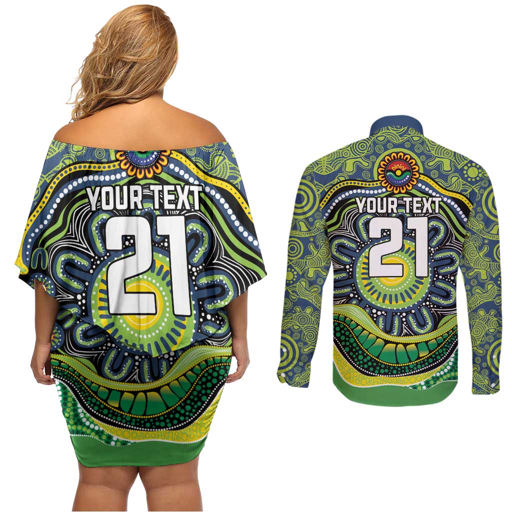 Custom Canberra Honouring First Nations Couples Matching Off Shoulder Short Dress and Long Sleeve Button Shirt NAIDOC 2026 Deadly 50 Years