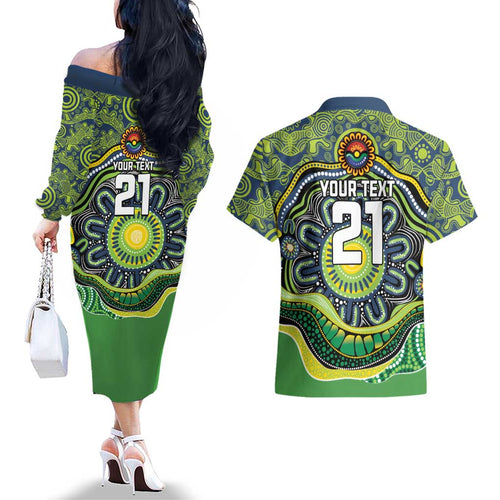 Custom Canberra Honouring First Nations Couples Matching Off The Shoulder Long Sleeve Dress and Hawaiian Shirt NAIDOC 2026 Deadly 50 Years