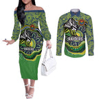 Custom Canberra Honouring First Nations Couples Matching Off The Shoulder Long Sleeve Dress and Long Sleeve Button Shirt NAIDOC 2026 Deadly 50 Years