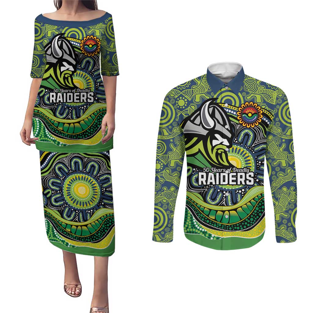 Custom Canberra Honouring First Nations Couples Matching Puletasi and Long Sleeve Button Shirt NAIDOC 2026 Deadly 50 Years
